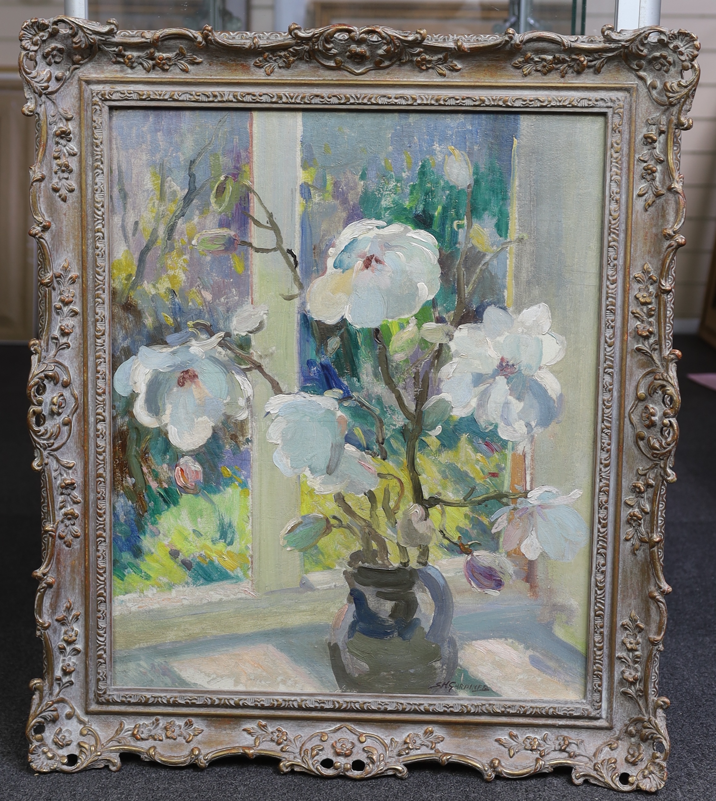 Stanley Horace Gardiner (British, 1887-1952), 'Magnolia blossom', oil on board, 60 x 50cm